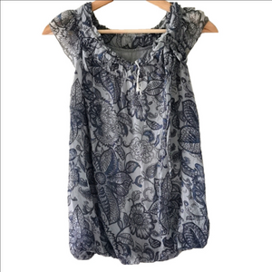 Gusy silk floral sleeveless blouse. Never worn. Size small.